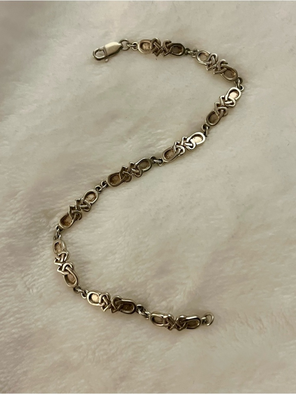 Sterling Silver Celtic Link Bracelet Lobster Clasp Sz 7.5 in